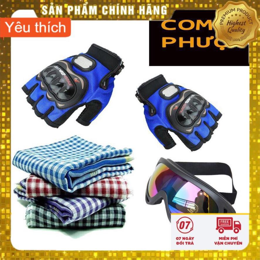 🖤 COMBO PHƯỢT 12 ( GĂNG PROBIKER HỞ NGÓN + KÍNH UV400 + KHĂN RẰN NAM BỘ )