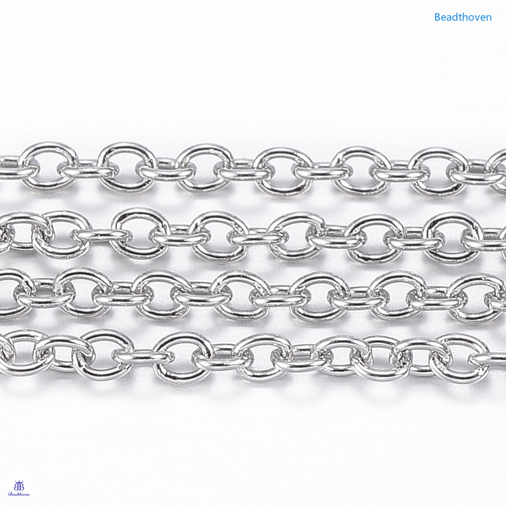 1 m 304 dây chuyền thép không gỉ hình oval màu 2x1.5x0.4 mm