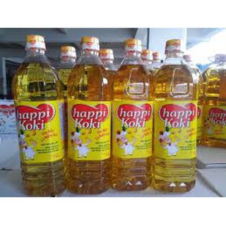 [ CÓ BÁN THÙNG ] Dầu ăn cao cấp Happy Koki chai 1 lít