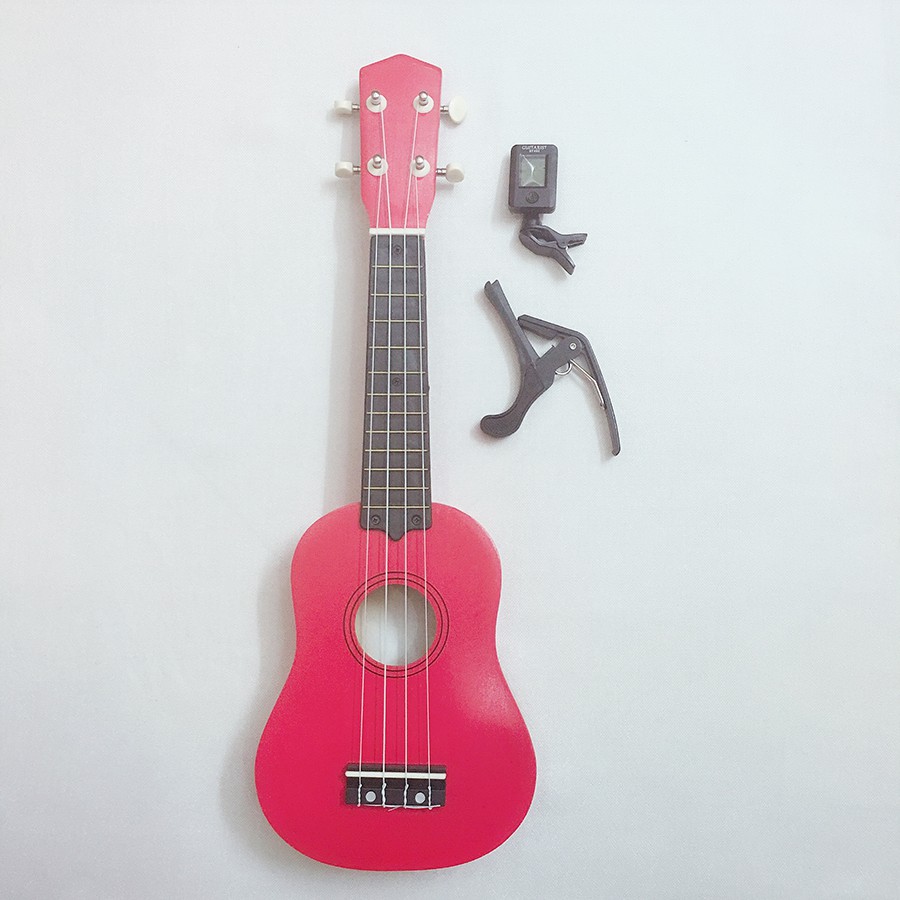 Đàn Ukulele Soprano size 21 Woim 35A15 tặng kèm capo nâng tông cao cấp và máy lên dây điện tử ( Tuner ) - HÀNG CÓ SẴN