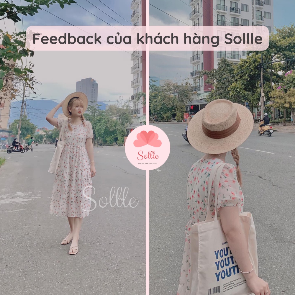 Váy suông dài đầm babydoll hoa nhí vintage oversize nữ tính mùa hè Sollle VBD006