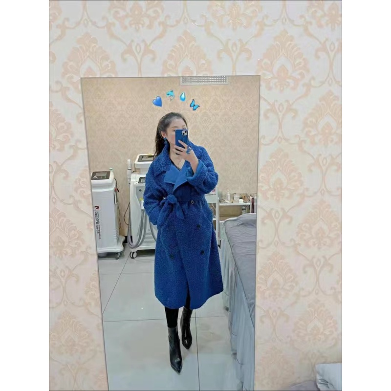 ORDER♥️Áo Khoác Xanh Da Lộn Dáng Dài(ảnh thật)Fzsize Dưới 65kg