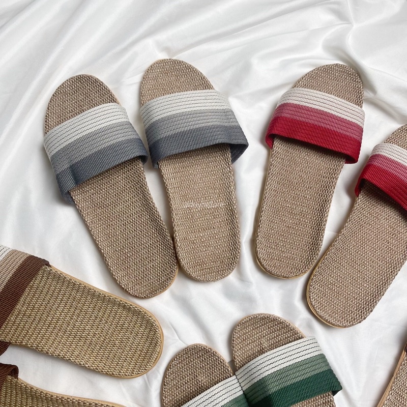 Dép cói sọc quai ngang đi biển dành cho nam nữ | DUYHI