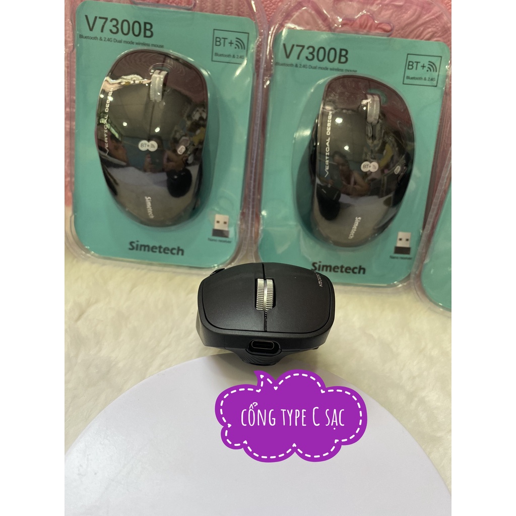 CHUỘT BLUETOOTH CHỐNG ỒN SIMETECH V7300B PIN SẠC CHÍNH HÃNG