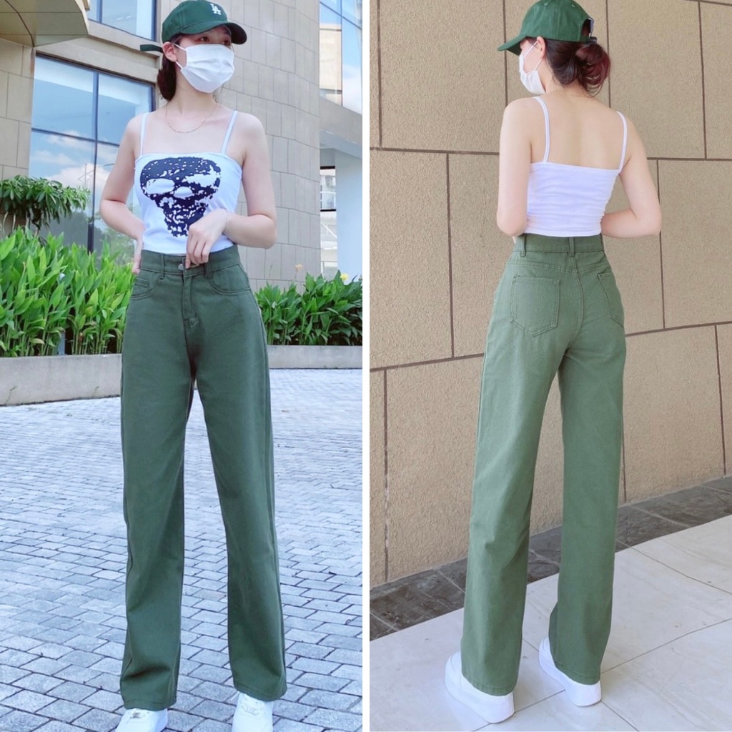 Quần jean nữ Xuông loang , Lưng Cao ,Chất dày dặn Siêu Hot Hit