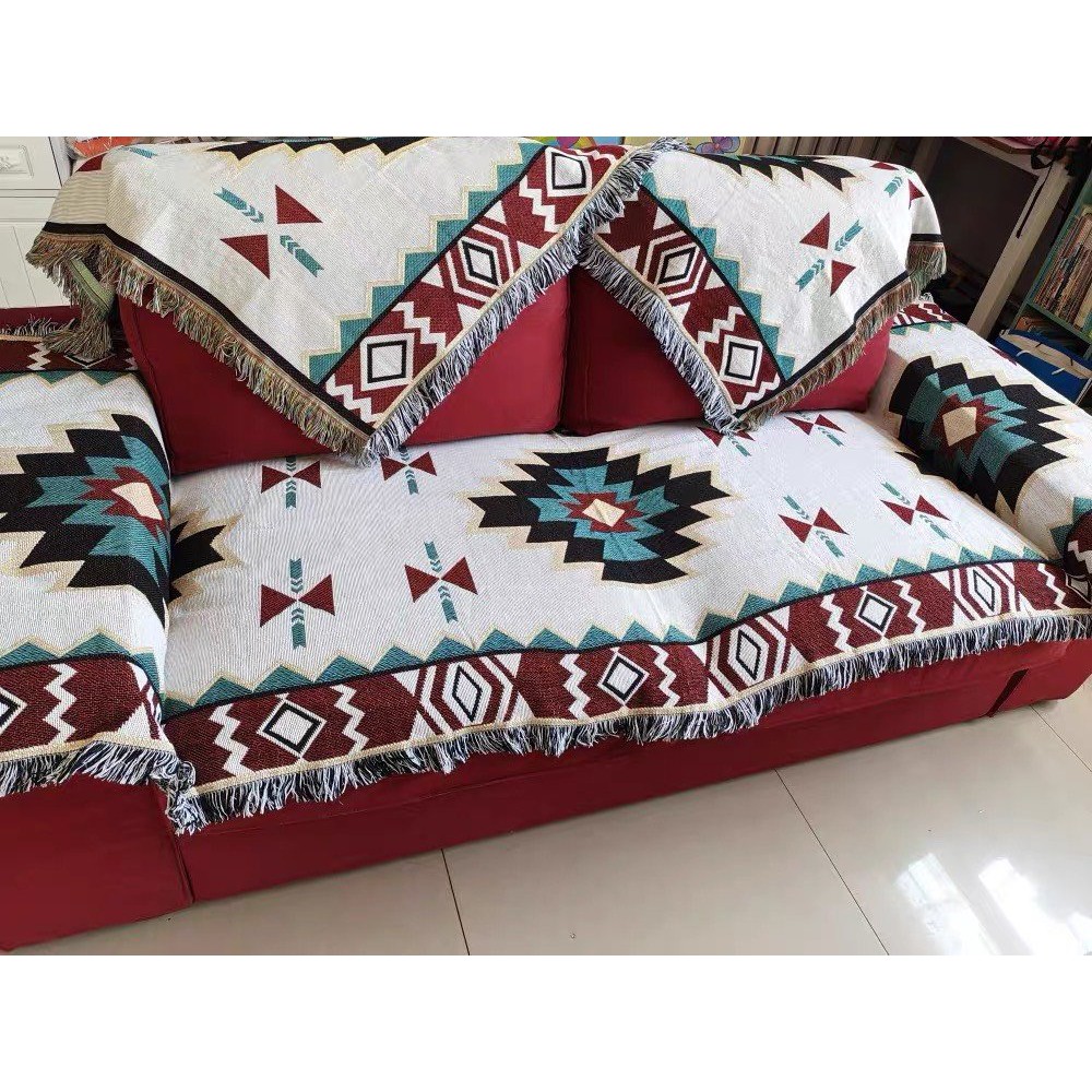 Thảm Sofa Vintage, Thảm Thổ Cẩm Trang Trí Phòng Khách Nhập Khẩu 1m8x2m3, Khăn phủ sofa