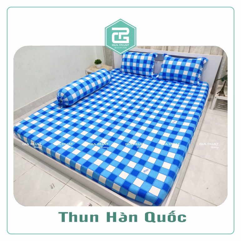 Bộ Ga Gối Thun Lạnh Hàn Quốc 4 Món họa tiết Caro