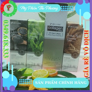 SỮA RỬA MẶT COLLAGEN TRÀ XANH LÚA MẠCH THAN HOẠT TÍNH MĨ MỸ PHẨM HÀN QUỐC CHÍNH HÃNG 3W CLINIC WHITE FOAM CLEANSING