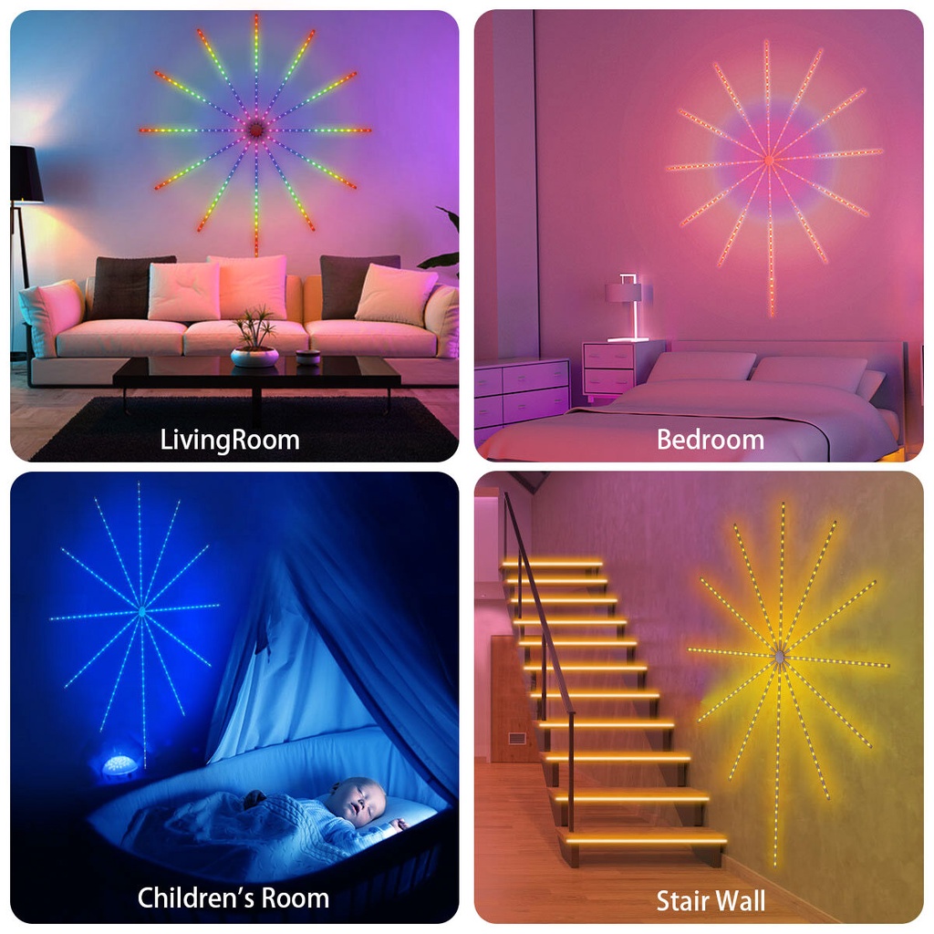 Bộ đèn led pháo hoa trang trí trong nhà điều chỉnh qua điện thoại cao cấp