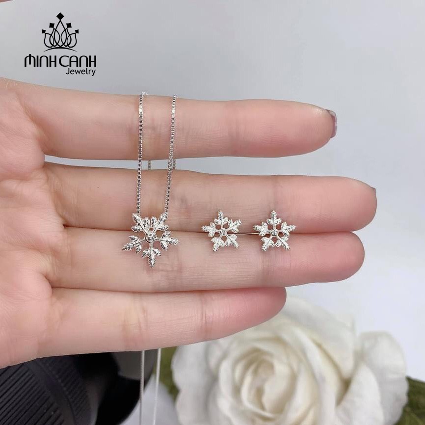 Bộ Trang Sức Bạc Hình Hoa Tuyết Sành Điệu - Minh Canh Jewelry