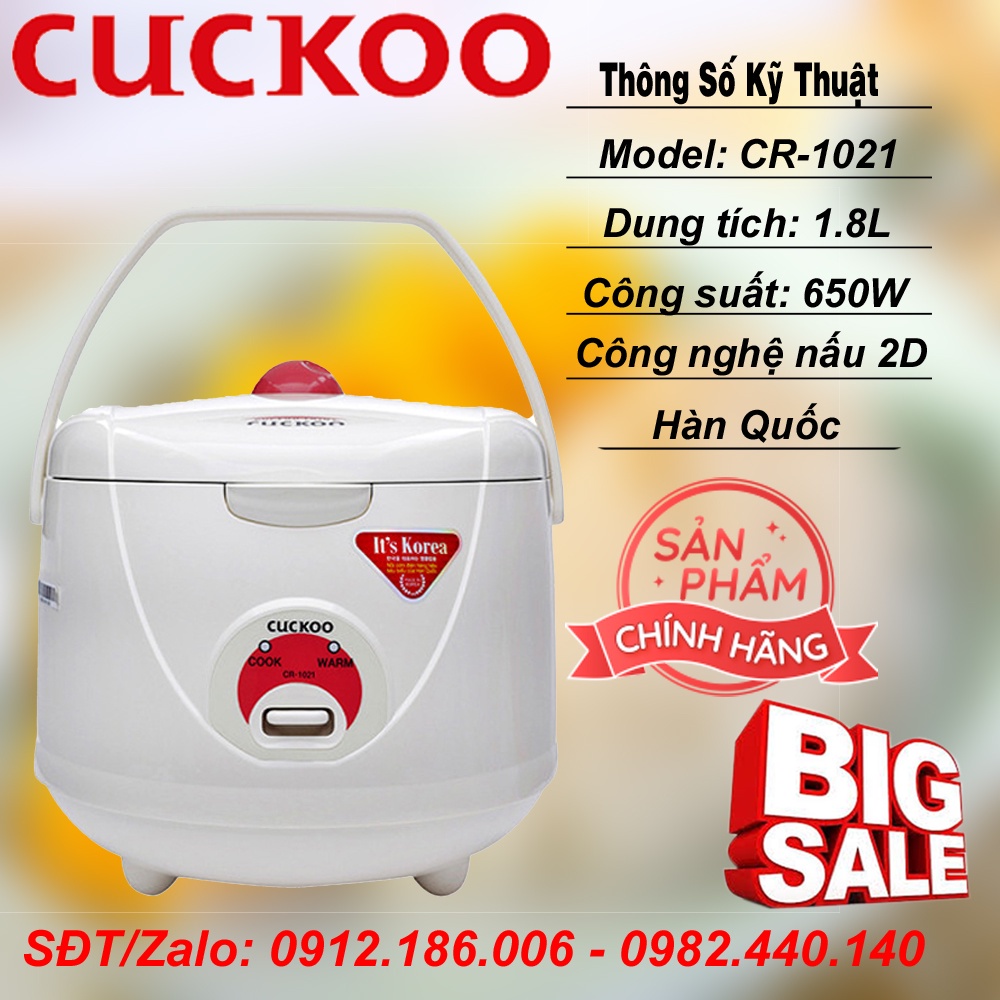 Nồi cơm điện Cuckoo CR-1021 - 1.8L - Hàng chính hãng