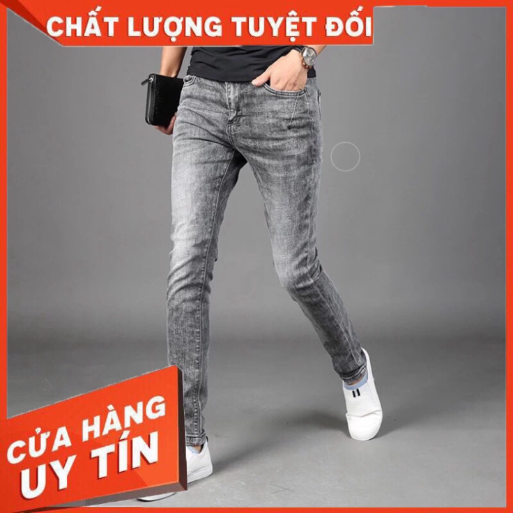 Quần Jean Nam Chất Bò XuMon Wash Mạnh Cao Cấp ỐNG CÔN XANH XÁM MS 0073 TS MON Chất Mịn Đẹp Hàng Xưởng Giá Rẻ Và Đẹp - H