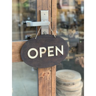 Bảng treo cửa OPEN CLOSED hình bầu dục