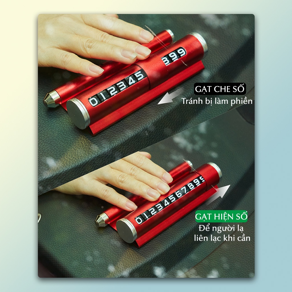 Bảng ghi số điện thoại ô tô hợp kim nhôm TinTin Autocare đa chức năng 4 trong 1 thẻ đỗ xe giá đỡ điện thoại phá kính