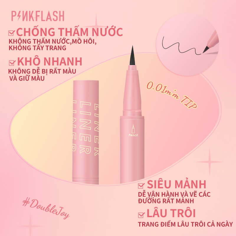 Bút kẻ mắt dạng lỏng PINKFLASH nhanh khô chống thấm nước lâu trôi siêu mảnh 0.01mm