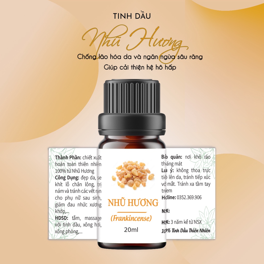 Tinh dầu Nhũ Hương 20ml, giảm say tàu xe, ngừa hôi miệng, sâu răng, đẹp da, tránh rạn sau sinh.