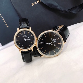 Đồng hồ dây da nam nữ đeo tay cặp đôi PW bản vạch nhỏ không lịch