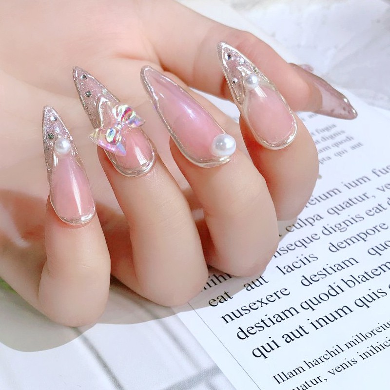 Nơ Bướm Pha Lê Hologarm Trắng Cầu Vòng NZ05