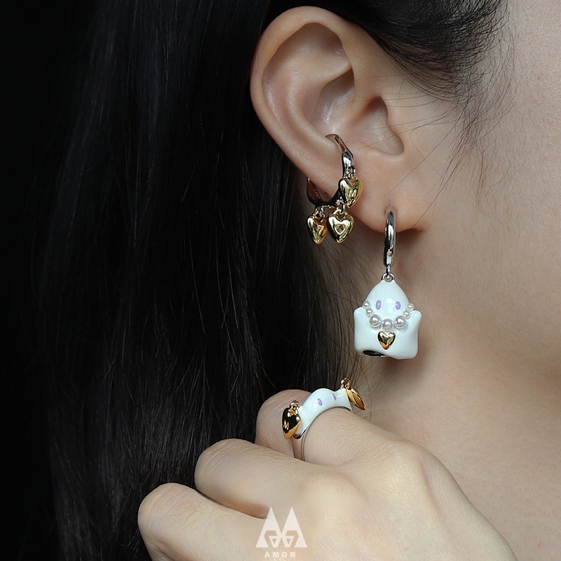 Bông Tai Mặt Hình Ma Dễ Thương Ngọt Ngào Cá Tính Cho Nữ