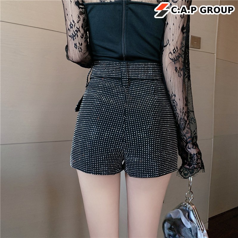 Quần short cạp cao nữ sexy đính kim cương nhân tạo sang trọng lấp lánh Siêu Hot - MS350