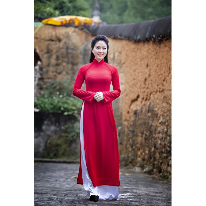 Áo dài đỏ ⚡ FREESHIP ⚡ Áo dài lụa màu đỏ dáng truyền thống | BigBuy360 - bigbuy360.vn