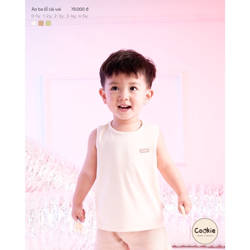 Áo ba lỗ Cookie chất gân tăm siêu mềm mại cho bé trai bé gái