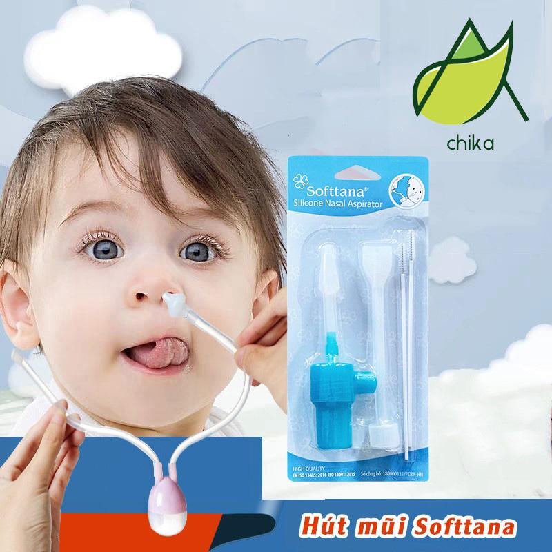 Hút mũi đầu mềm silicone SOFTTANA làm sạch thông thoáng khoang mũi và đường thở cho bé - CHIKA