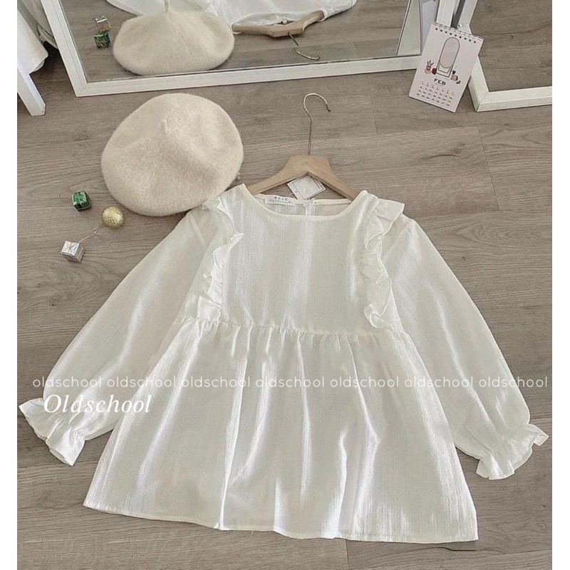 ÁO BABYDOLL VAI REN TAY PHỒNG (ảnh thật/sẵn)