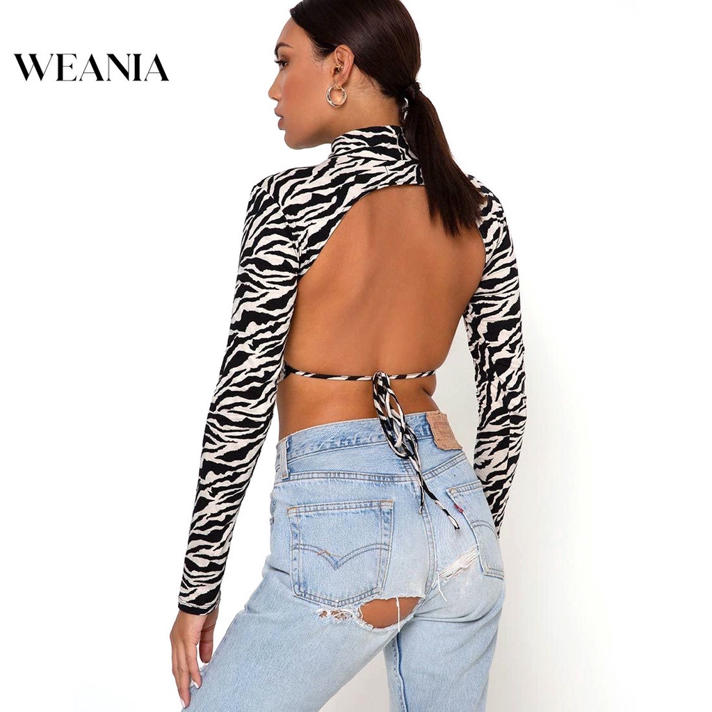 Áo Thun DàI Tay Cổ TròN Hở Lưng GợI CảM DàNh Cho Nữ