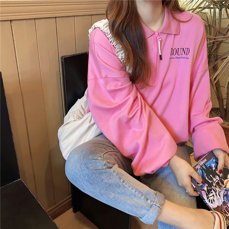 Áo sweater SUXI mỏng dáng rộng màu sắc đơn giản phối dây rút phong cách Hàn Quốc cho nữ