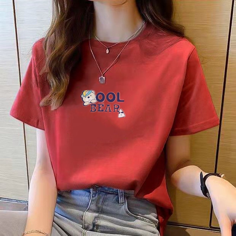 Korean version of loose fashion print trend short-sleeved T-shirt woman top