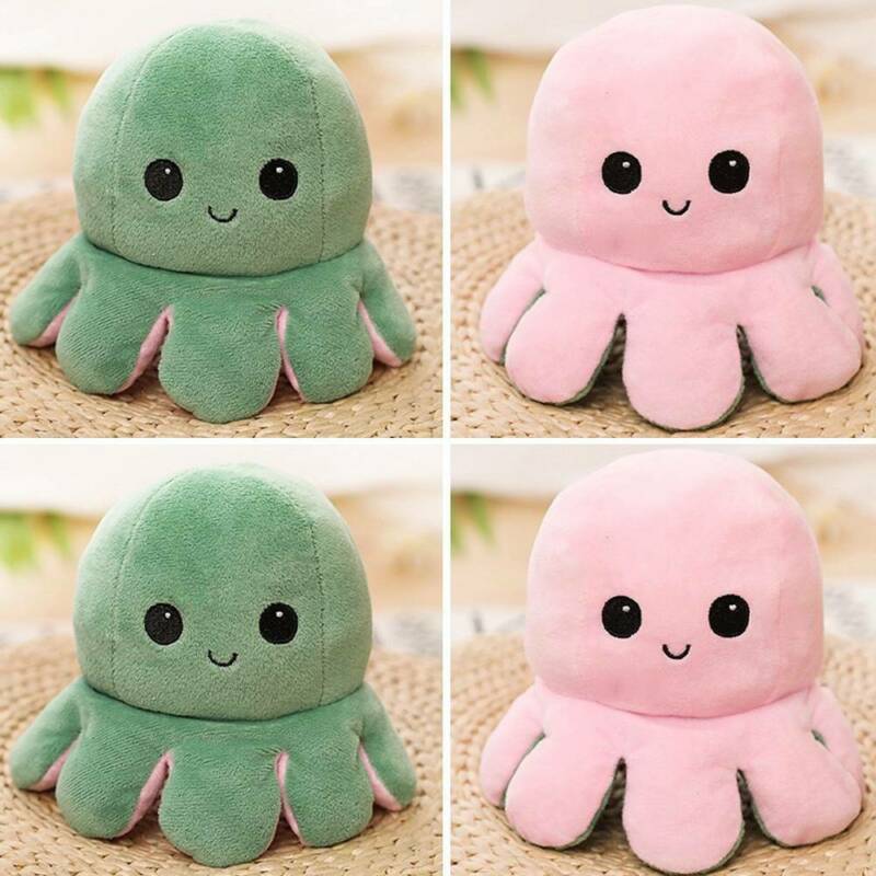 Thú Nhồi gấu Bông nhồi Hình bạch Tuộc cảm xúc băng dính Hai Mặt Có Thể Đổi Mặt Vui Nhộn