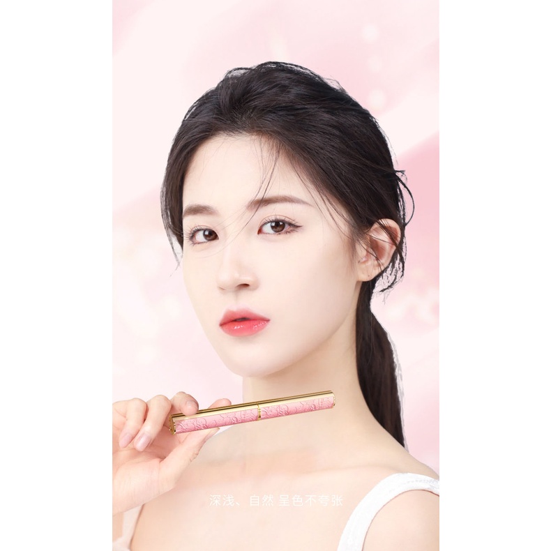 Son dưỡng môi có màu Heyxi chiết xuất đào làm ẩm mượt môi, Son dưỡng nội địa Trung chăm sóc môi thiết kế sang xịn