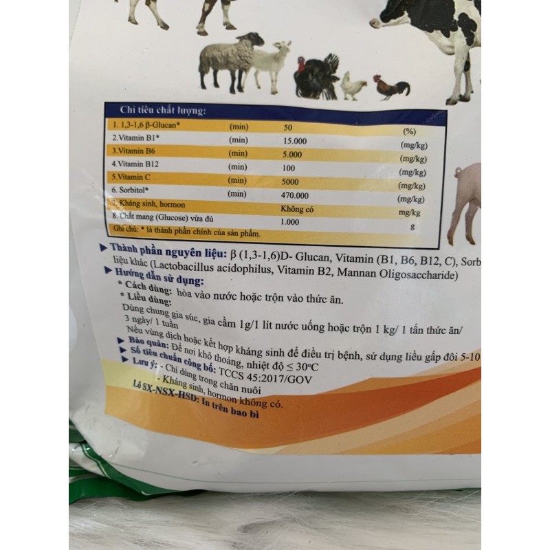 200g Beta glucan 50 - bổ sung vitamin nhóm B, giải độc cho gia cầm, gia súc