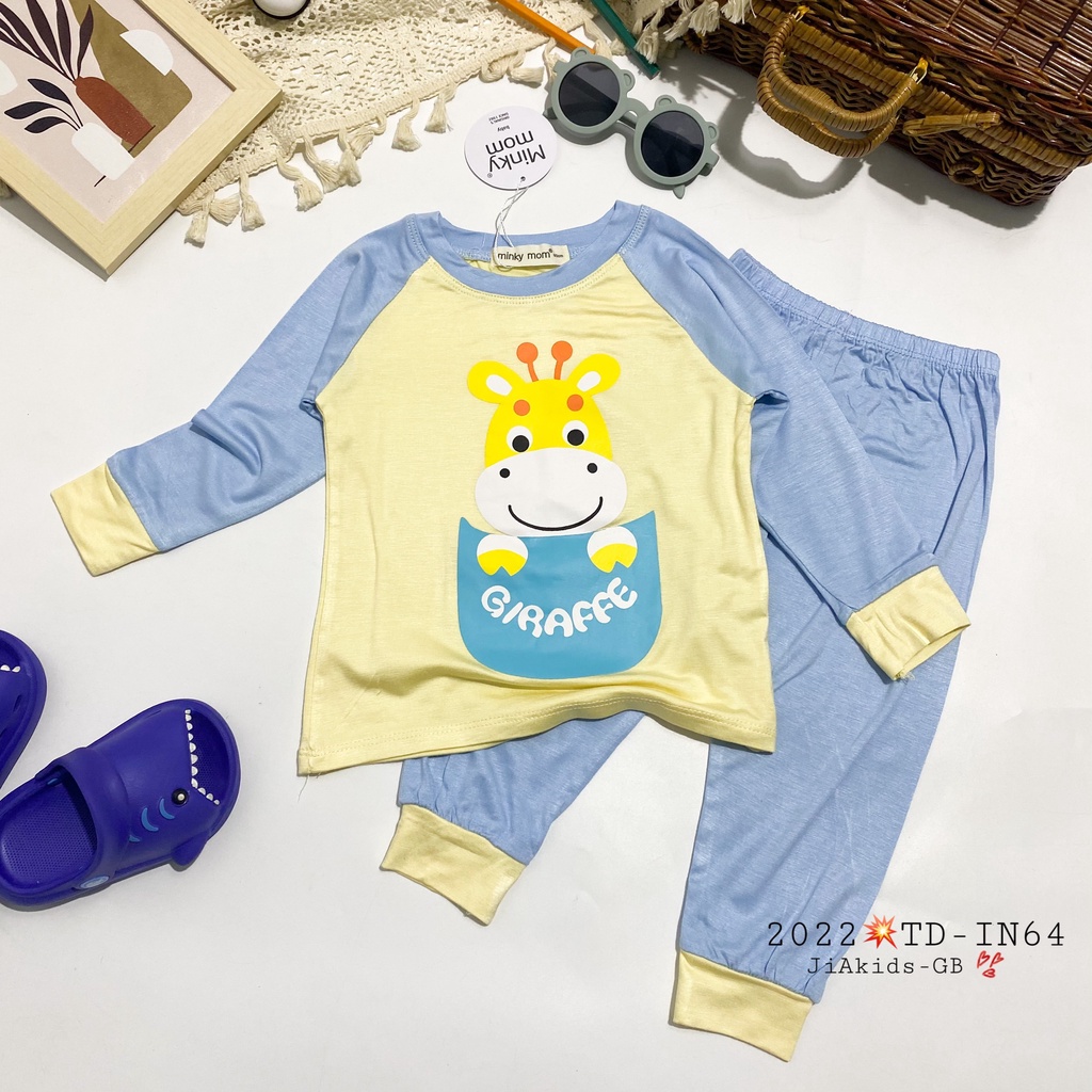 [Bé:8-27kg] Bộ Quần Áo Dài Tay Minky Mom Thun Lạnh Thoáng Mát Thiết Kế Trơn In Hoạ Tiết Cho Trẻ 0-5 Tuổi- Mã TD-IN64