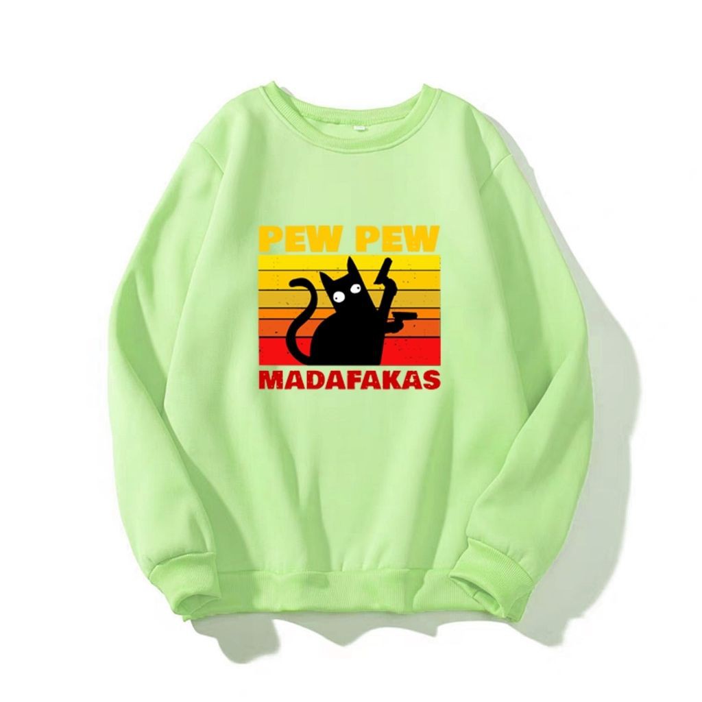 [ MẪU MỚI ] ÁO SWEATER NỈ UNISEX IN MÈO PEW PEW ÁO FORM RỘNG NAM NỮ NHIỀU MÀU CỰC ĐẸP