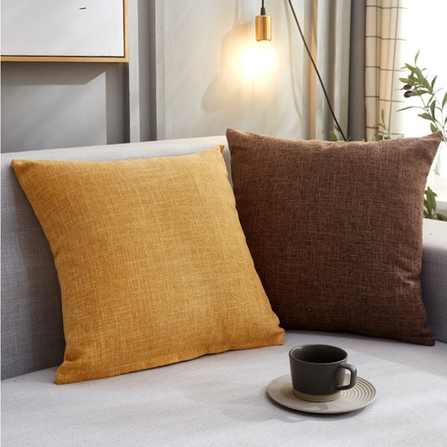 Dòng đơn sắc tối giản - Gối tựa lưng, gối sofa vuông vải gai trang trí, bền màu tới 5 năm minimalist 2 mặt | BigBuy360 - bigbuy360.vn