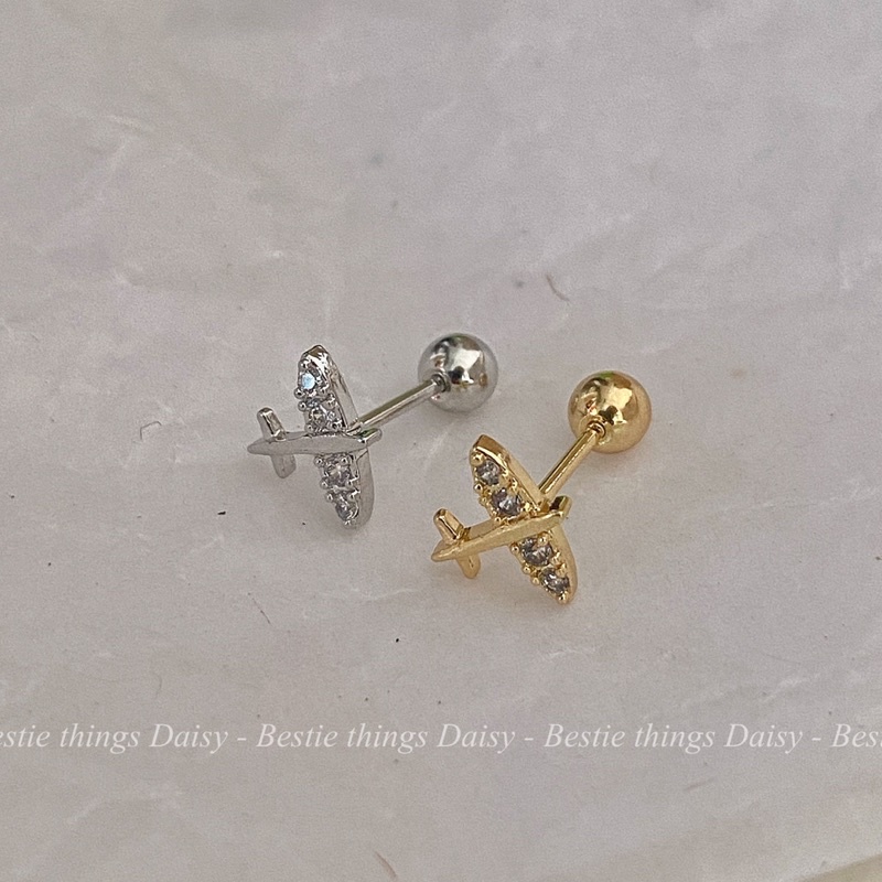 Khuyên tai thép y tế hình máy bay