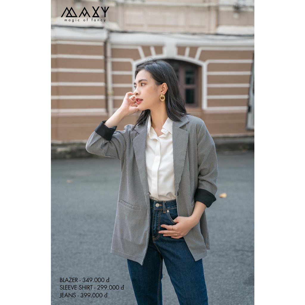 Áo blazer kiểu Hàn check blazer Maxy Workshop