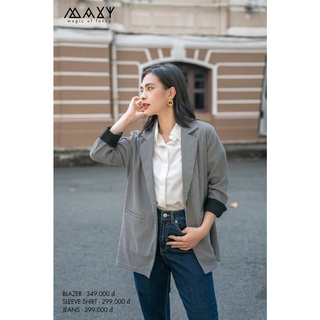 Áo blazer kiểu Hàn check blazer Maxy Workshop