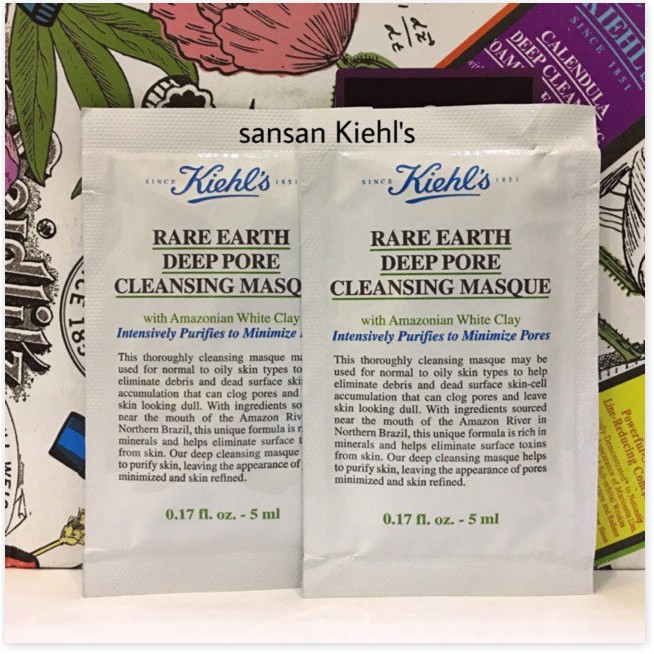 [Mã giảm giá mỹ phẩm chính hãng] Kiehl's Mẫu thử mặt nạ đất sét Rare Earth Deep Pore Cleansing Masque 5ml