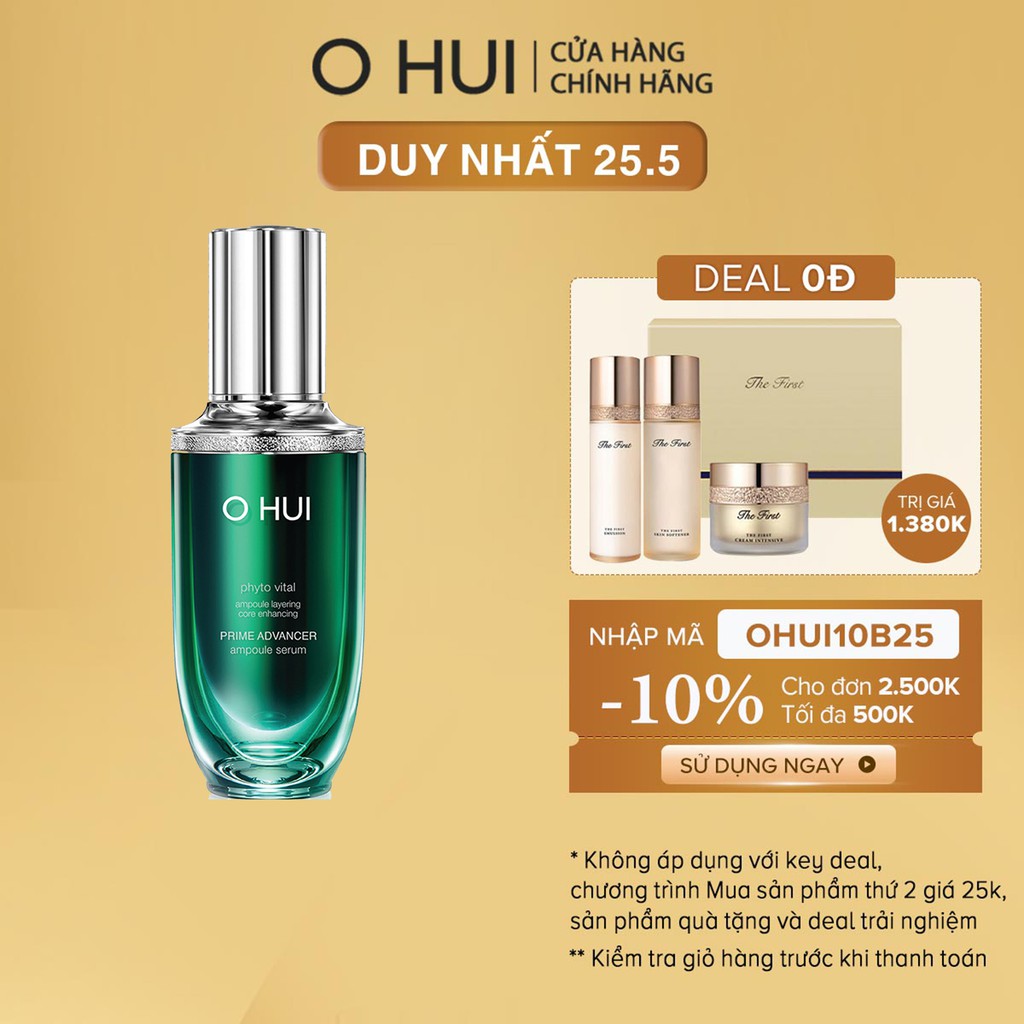 [Mã COSLUX03 giảm 120K] Tinh chất cấp ẩm chống lão hóa cao cấp OHUI Prime Advancer Ampoule Serum 50ml