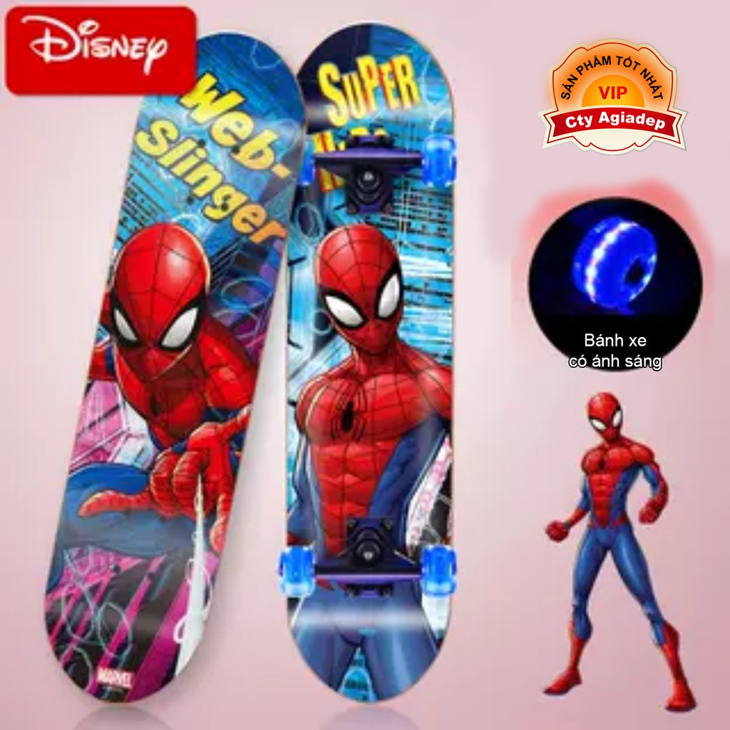 ▼◇Siêu ván trượt trẻ em cao cấp USA bánh xe ánh sáng Dispney Spiderman - Người nhện
