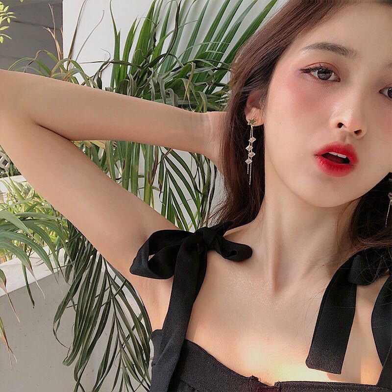 Bông Tai Ngôi Sao Tua Rua Đính Đá Thời Trang Thanh Lịch