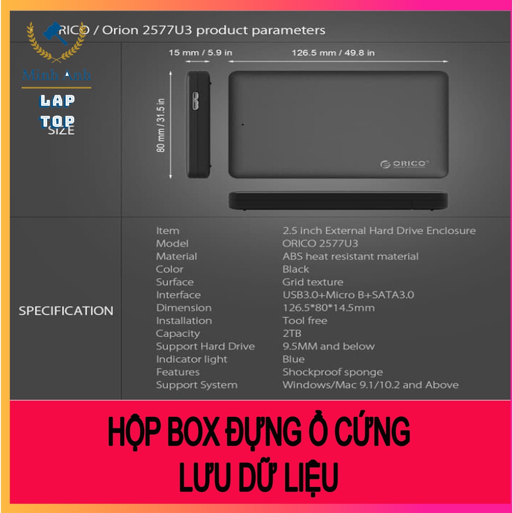 HỘP BOX 2.5 GẮN Ổ CỨNG HDD LAPTOP SATA 3 USB 3.0 | LƯU DỮ LIỆU DATA