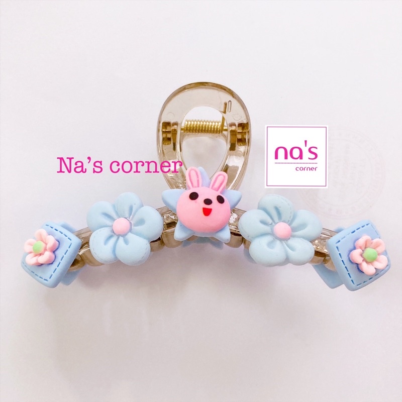 Gấp tóc nhựa trong kẹp gắp tóc càng cua đính hoa nơ gấu thỏ