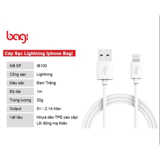 Cáp sạc lightning bagi dài 1m ib100