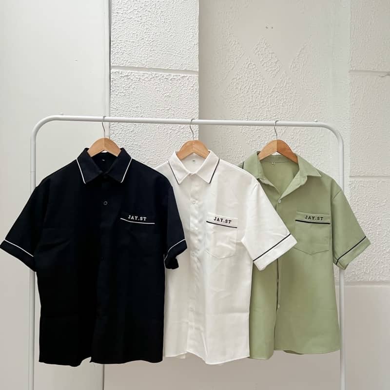 Sơmi tay lỡ JAYST màu Đen/Trắng/Mint logo thêu  Nam nữ unisex  Áo Sơ Mi form rộng style Ulzzang/ JayStoree2