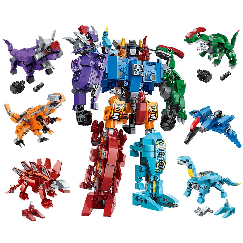 Đồ chơi Xếp hình mô hình siêu nhân robot từ khủng long trí tuệ 6 trong 1 cho bé