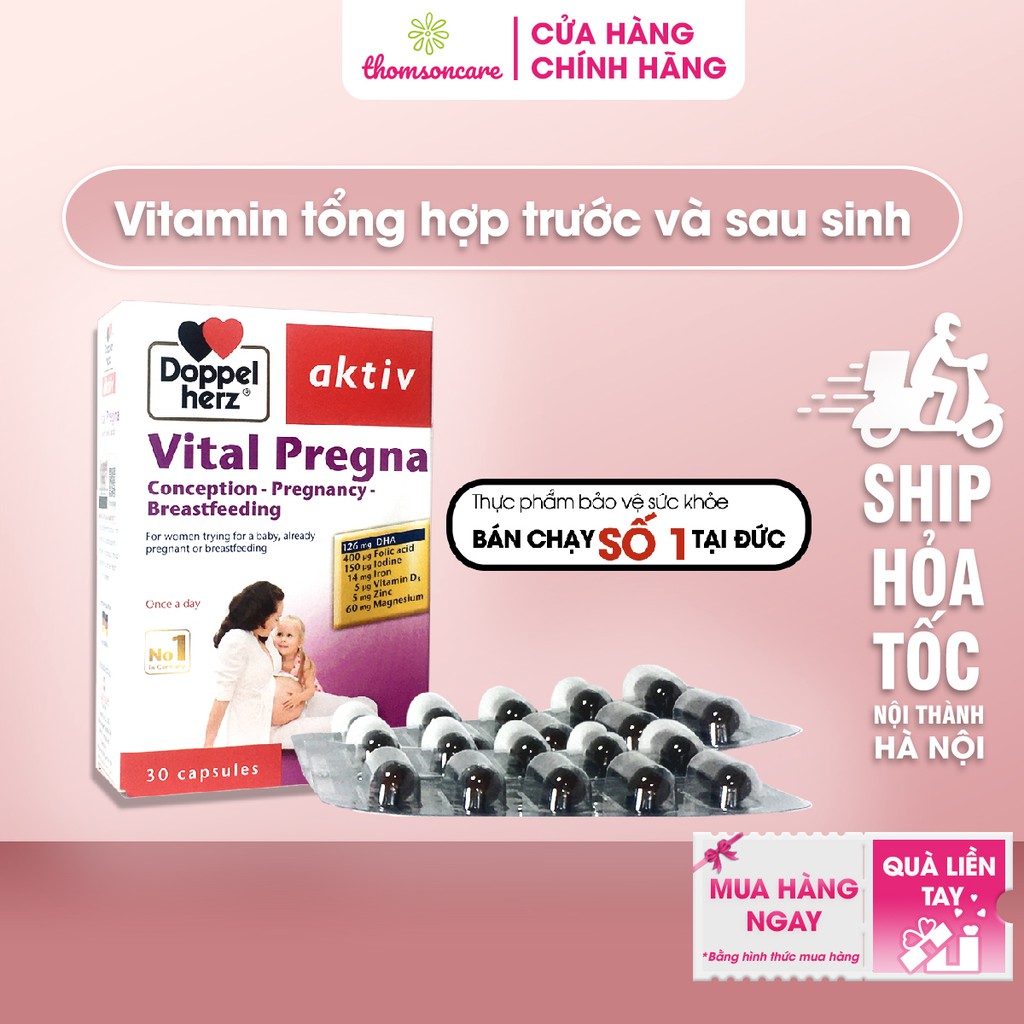 VITAL PREGNA - Viên uống bổ sung vitamin và khoáng chất cho phụ nữ mang thai - Hộp 30 viên